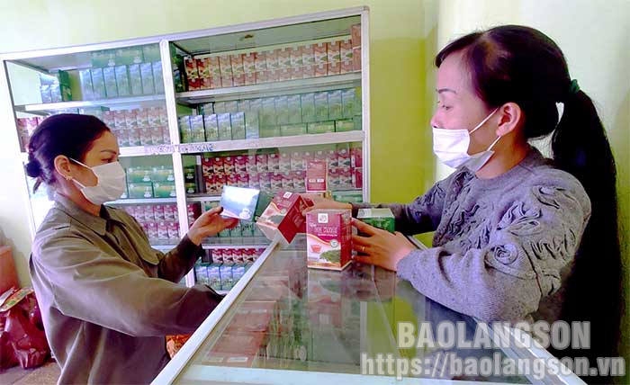 Khách hàng chọn mua trà bồ khai tại cửa hàng của Công ty TNHH MTV Ngọc Quê